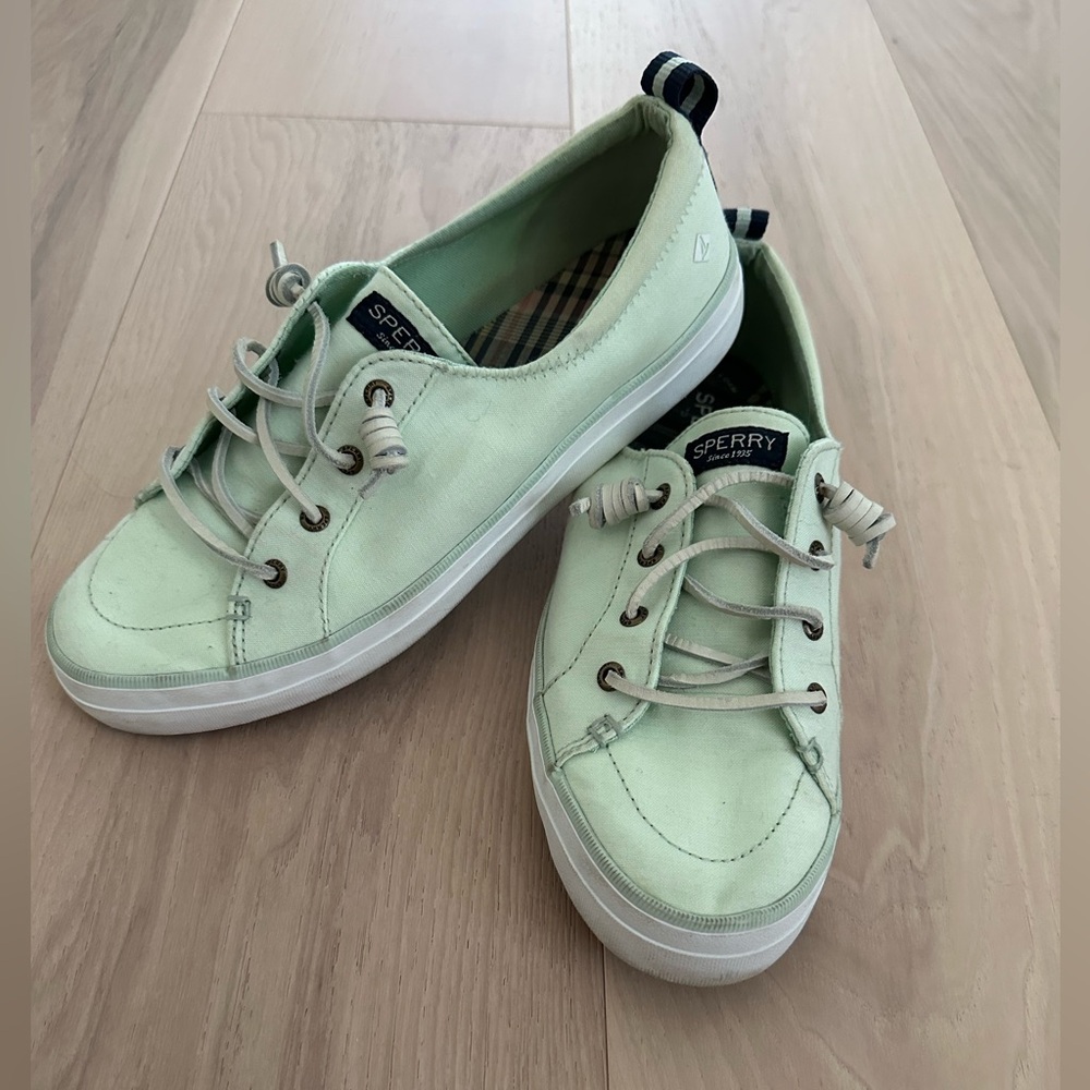 Sperry Women's Light Green Canvas Sneakers